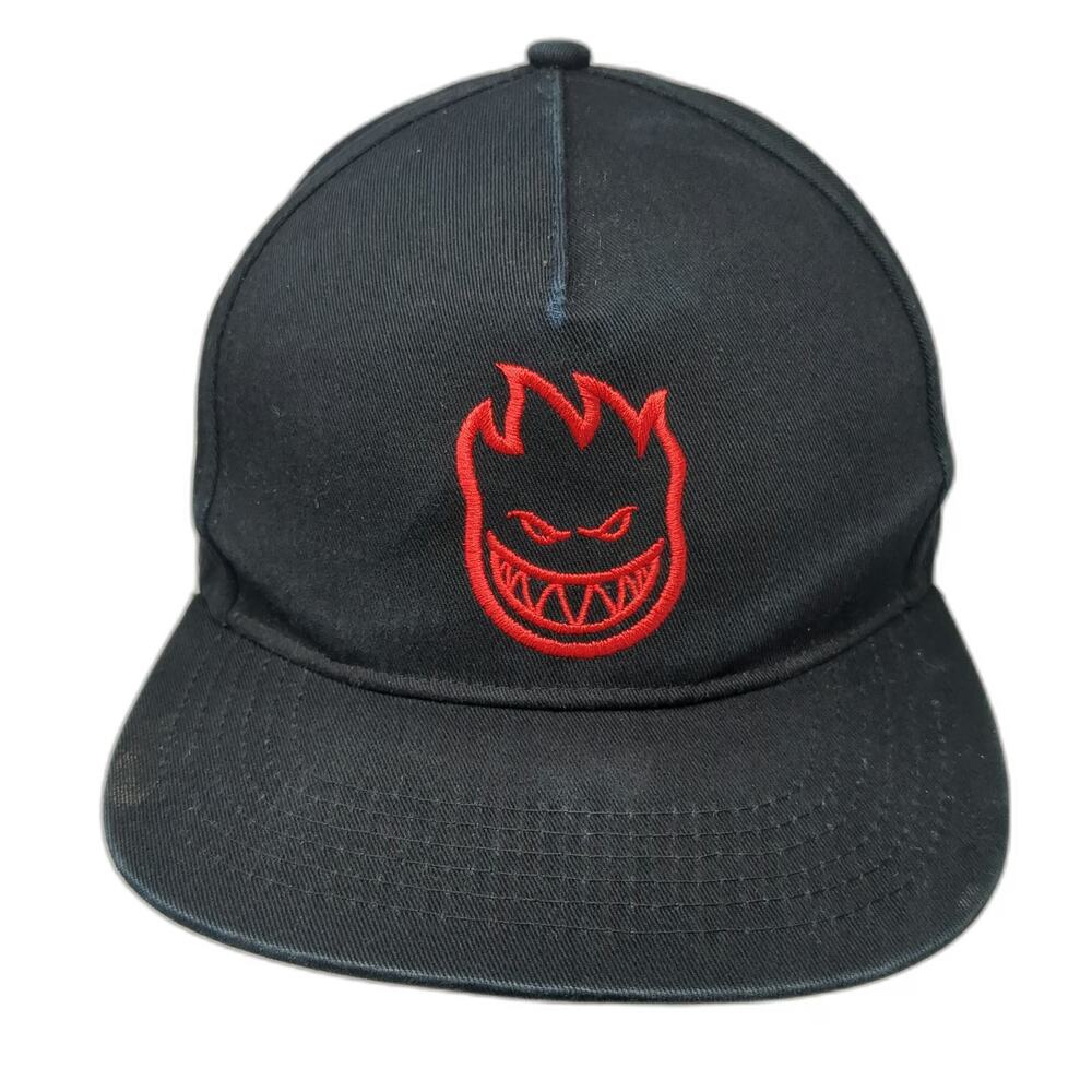 Spitfire 5 Panel Black Hat One Size Red Bighead Logo Skateboarding Snapback